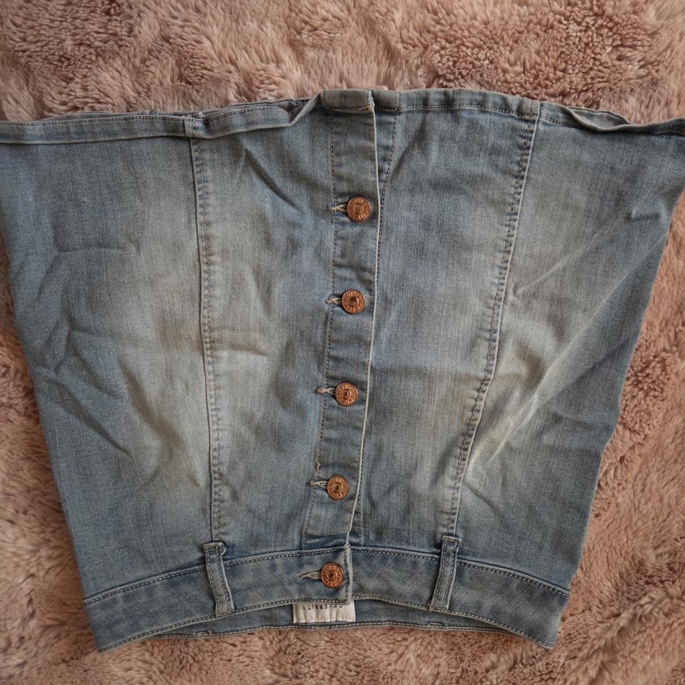 Women's Blue Denim Button-Up Skirt